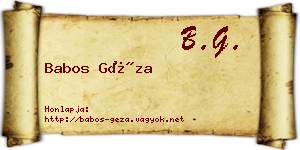 Babos Géza névjegykártya
